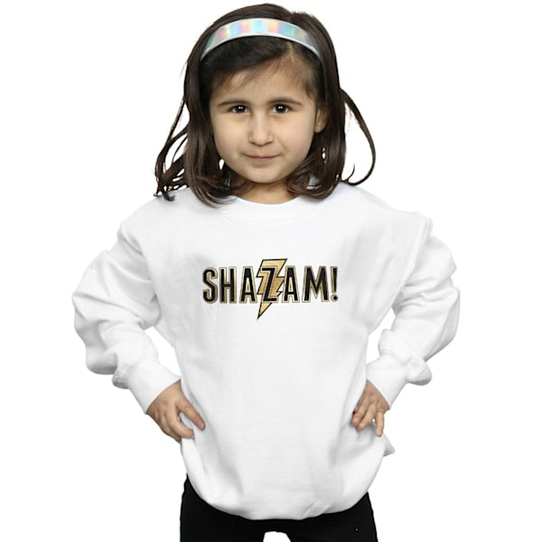 DC Comics Girls Shazam Text Logo Sweatshirt 12-13 år Vit White 12-13 Years