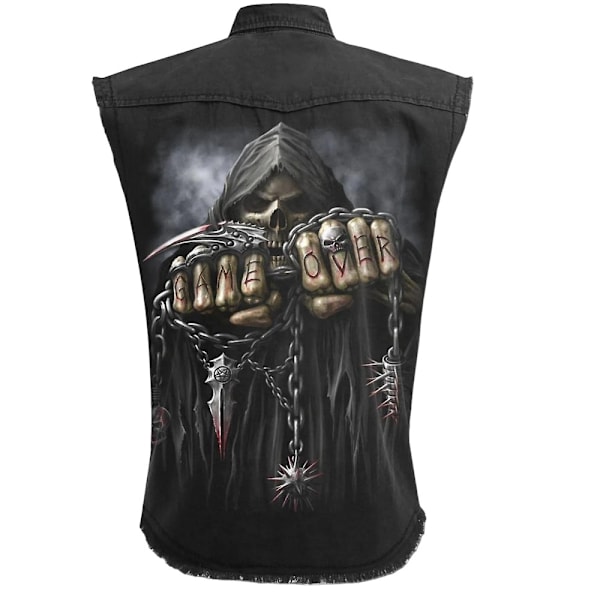 Spiral Direct Unisex Vuxen Game Over Stone Wash Ärmlös Skjorta Black XL