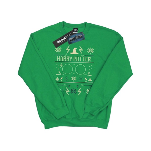 Harry Potter Julmönstrad Sweatshirt för Herrar M Irländsk Grön Irish Green M