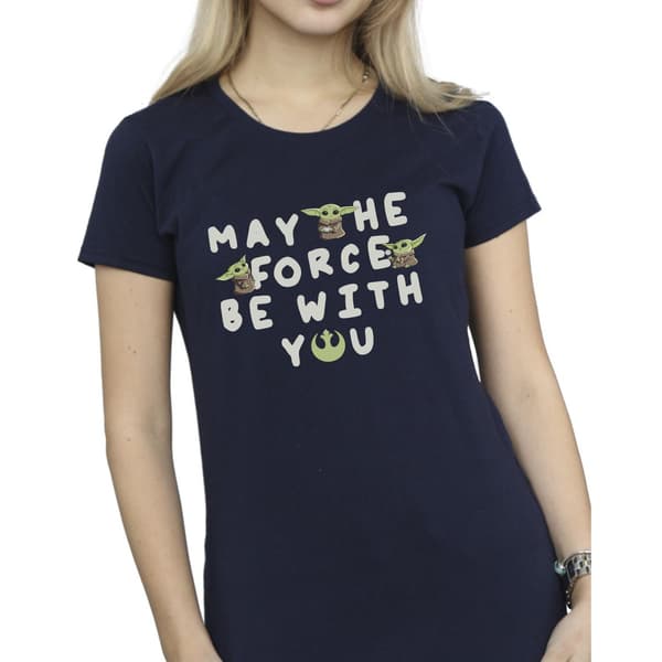 Star Wars Dam/Kvinnor The Mandalorian Grogu May The Force Be Navy Blue XL