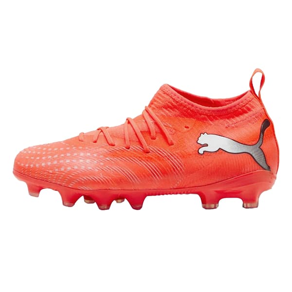 Puma Barn/Kids Future 9 Match Fotbollsskor för fast underlag 4 Red/Silver 4 UK