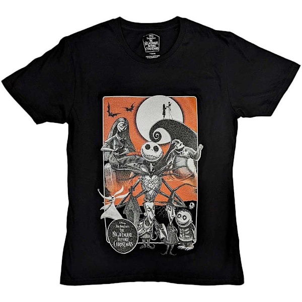 Nightmare Before Christmas Unisex Vuxen Måne Prydd T-Shir Black/Orange L