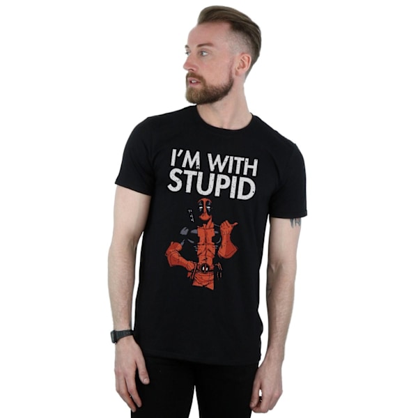 Marvel Deadpool T-shirt för män - I'm With Stupid - 5XL - Svart Black 5XL