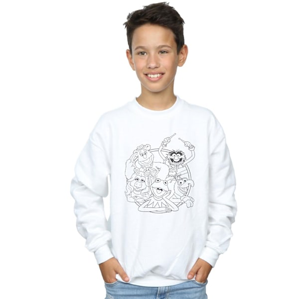 Disney Pojkar The Muppets Grupp Linjekonst Sweatshirt 7-8 År Vit White 7-8 Years