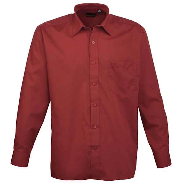 Premier Mens Premier Poplin Långärmad formell skjorta 14.5 Burg Burgundy 14.5