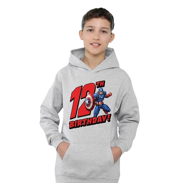 Captain America Barn/Kids 12-årsdag Heather Pull Over Athletic Heather 7-8 Years