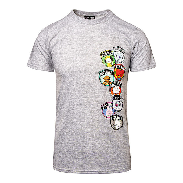 BT21 Unisex Vuxen Badge T-Shirt M Grå Grey M