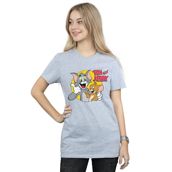 Tom And Jerry Dam/Damer Tummen Upp Bomull Boyfriend T-Shirt Sports Grey 3XL