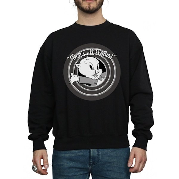Looney Tunes Mens That´s All Folks Porky Pig Sweatshirt XXL Bla Black XXL