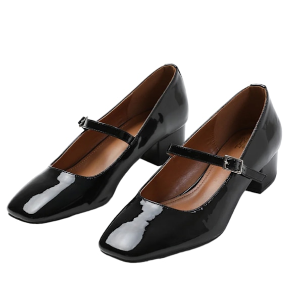 Var är det ifrån Dam/Dam Oslo Enstaka Rem Fyrkantig Tå Låg Black Patent 6 UK