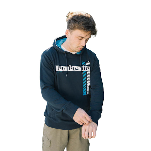 Lambretta Herr SS25 Racing Stripe Hoodie 4XL Marinblå Navy 4XL