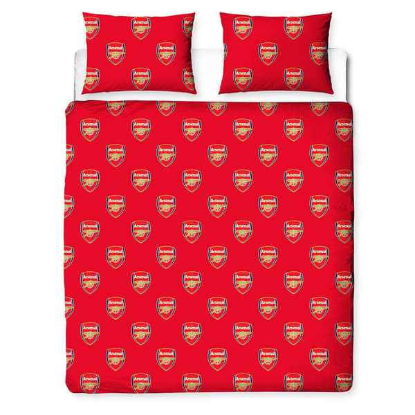 Arsenal FC Crest Vändbart Påslakanset Enkelt Rött Red Single