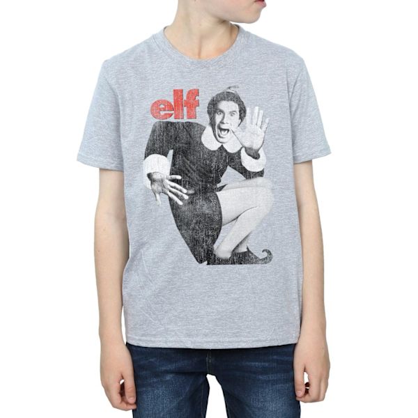 Elf Boys Mono Distressed Poster T-Shirt 5-6 år Sports Grey Sports Grey 5-6 Years