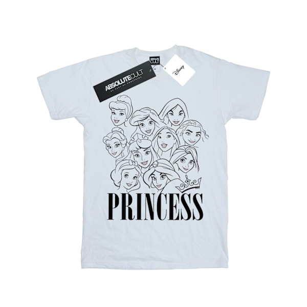 Disney Girls Princess Multi Faces Bomull T-shirt 7-8 År Vit White 7-8 Years