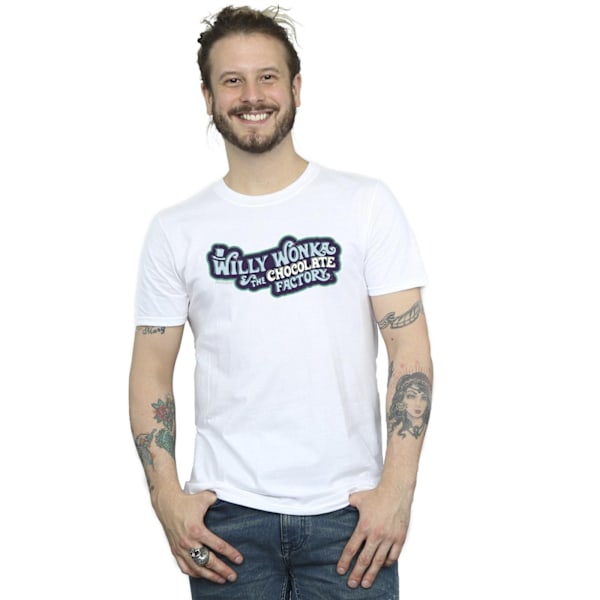 Willy Wonka Herr Chokladfabrik Logotyp T-shirt M Vit White M