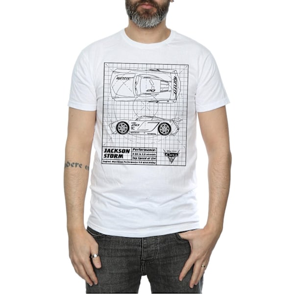 Disney Cars Jackson Storm Blueprint T-shirt 3XL Vit White 3XL