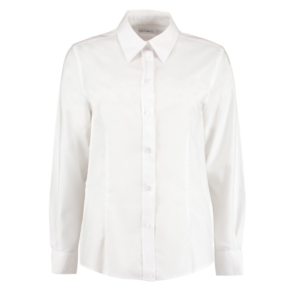 Kustom Kit Oxford skräddarsydd långärmad skjorta för dam/dam 16 White 16 UK