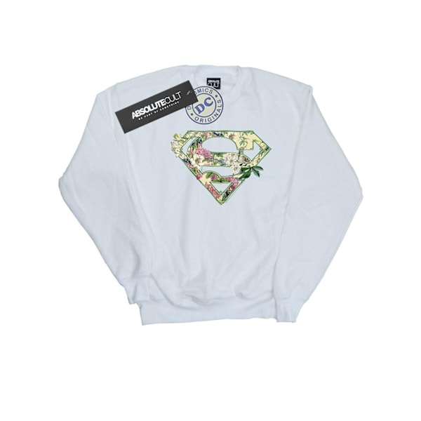 DC Comics Girls Supergirl Floral Shield Sweatshirt 5-6 år Vit White 5-6 Years