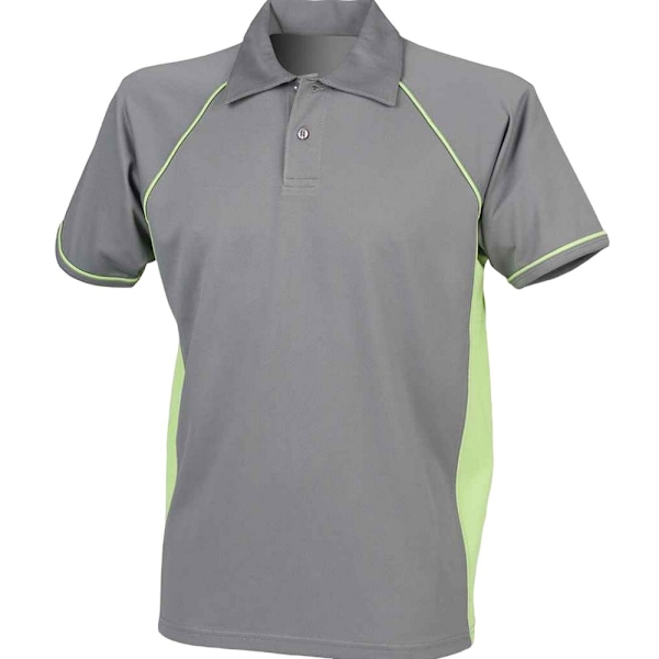 Finden And Hales Herr Performance Piped Polo Shirt M Grå/Lime Grey/Lime Green M