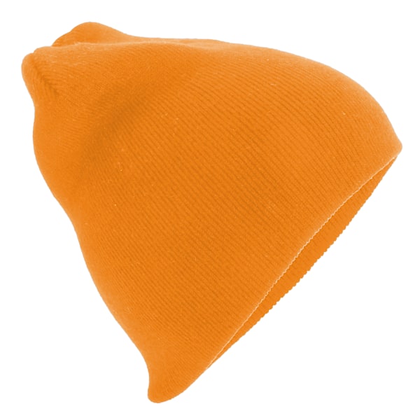 Beechfield Plain Basic Knitted Winter Beanie Hat One Size Fluor Fluorescent Orange One Size