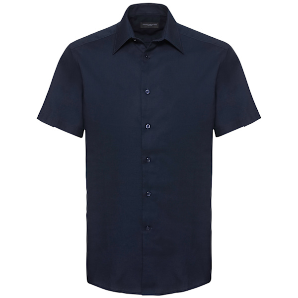 Russell Collection Herr Oxford Easy-Care Skräddarsydd Skjorta 18in Br Bright Navy 18in