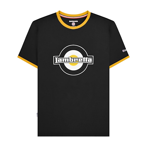 Lambretta Herr SS25 Ringer Logotyp T-Shirt 4XL Svart/Guld Black/Gold 4XL