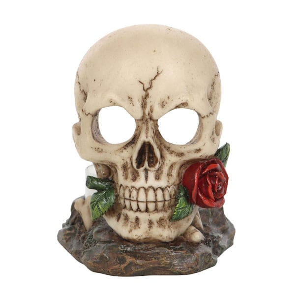 Something Different Skull Rose Tealight Holder One Size Vit/Röd White/Red/Brown One Size