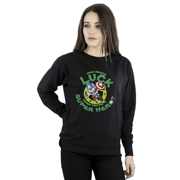 Marvel Womens/Ladies St Patrick´s Day Captain America Luck Sweatshirt Black M