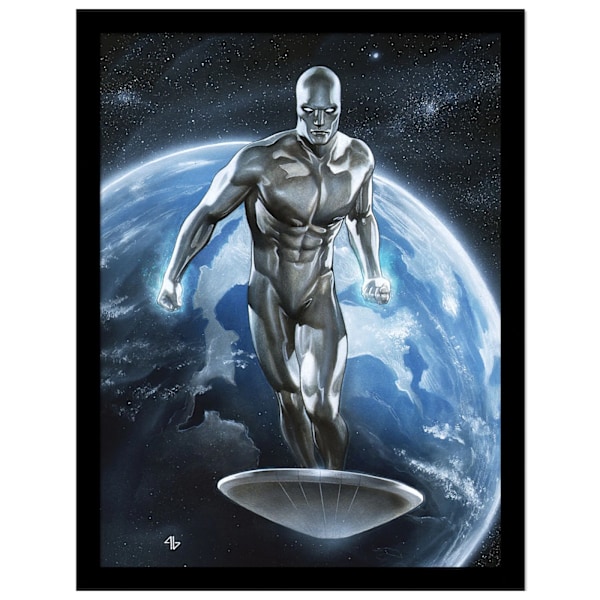 Fantastiska Fyran Silver Surfer inramad poster 40cm x 30cm Blå/Svart/Silver Blue/Black/Silver 40cm x 30cm