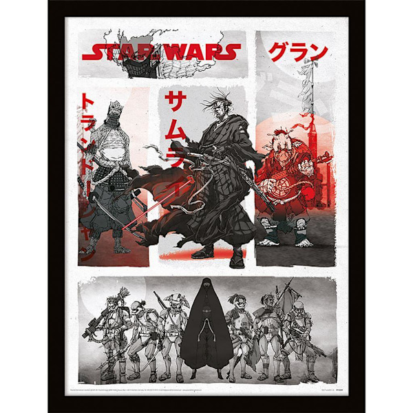 Star Wars: Visions Washi Characters Inramad Affisch 40cm x 30cm B White/Black/Red 40cm x 30cm