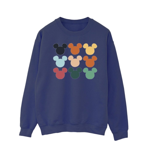 Disney Herr Mickey Mouse Huvuden Fyrkantig Sweatshirt L Marinblå Navy Blue L