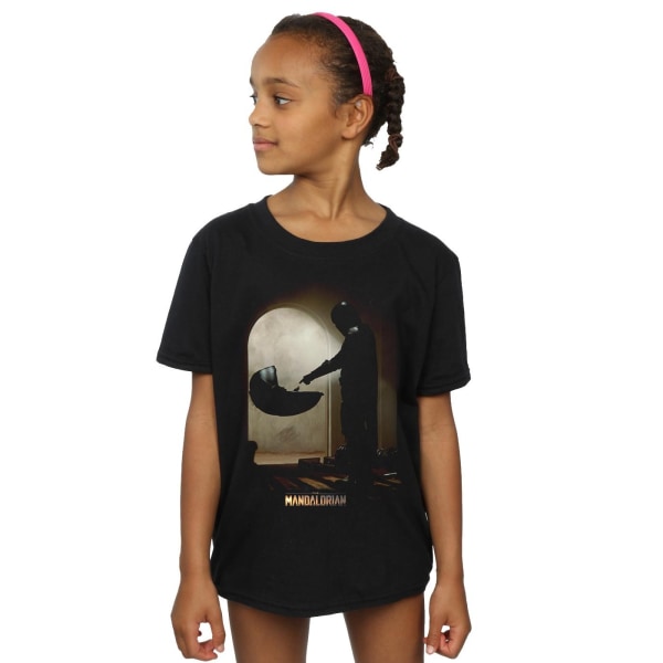 Star Wars Girls The Mandalorian Find The Child T-shirt i bomull 3 Black 3-4 Years