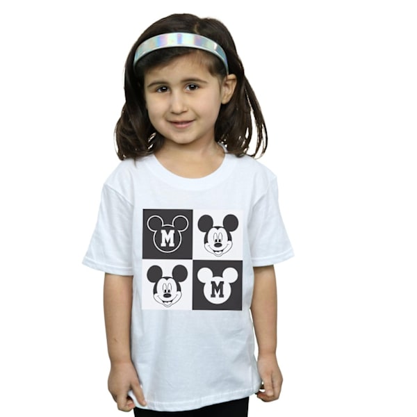 Disney Girls Mickey Mouse Smiling Squares Bomull T-shirt 7-8 år White 7-8 Years
