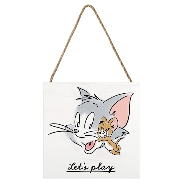 Tom och Jerry Let´s Play Träblock 20cm x 20cm Vit/Grå/Brun White/Grey/Brown 20cm x 20cm