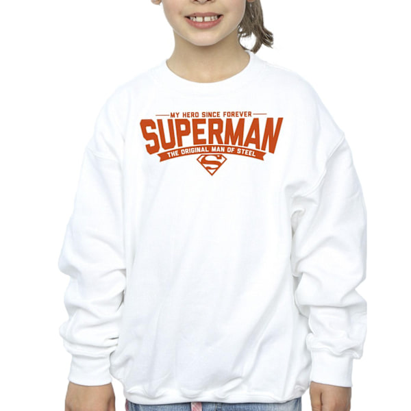 DC Comics Girls Superman Hero Dad Sweatshirt 5-6 år Vit White 5-6 Years