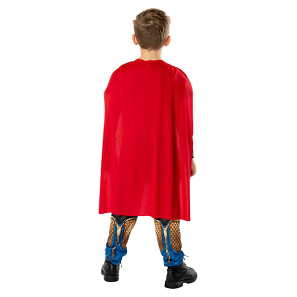 Thor: Kärlek och åska Barn/Barn Deluxe Kostym Topp & Botten Blue/Black/Red 5-6 Years