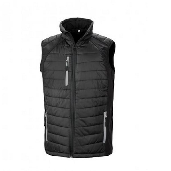 Result Herr Svart Compass Vadderad Soft Shell Väst XS Svart/Grå Black/Grey XS