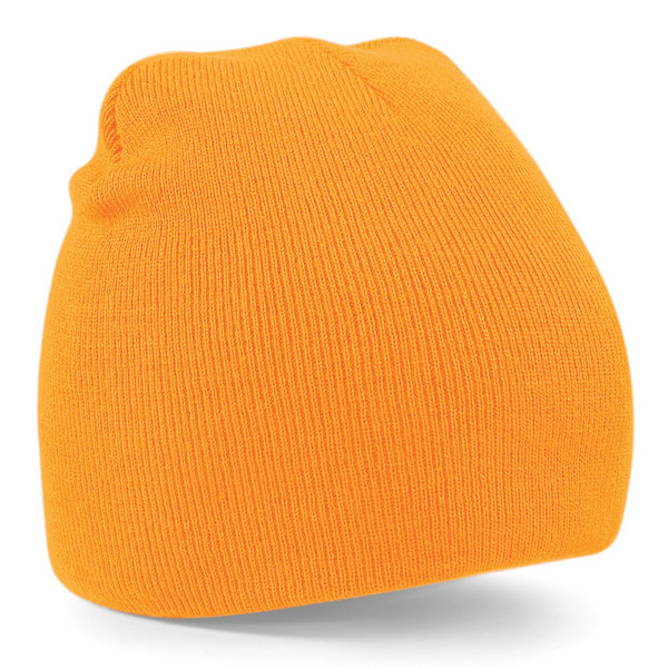 Beechfield Plain Basic Knitted Winter Beanie Hat One Size Fluor Fluorescent Orange One Size