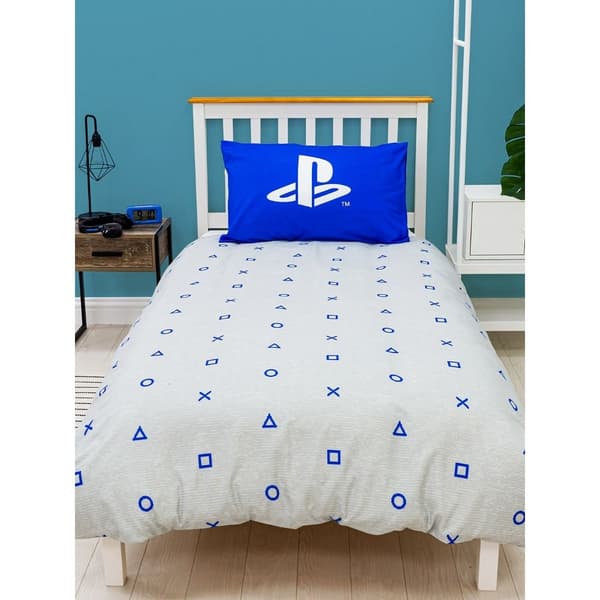 Playstation Layer Rotary Marl Påslakanset Dubbel Blå/Vit Blue/White Double