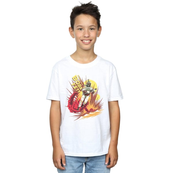 Star Wars Boys Boba Fett Raketdriven T-shirt 12-13 år Vit White 12-13 Years