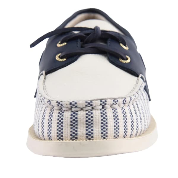 Sperry Dam/Dam Äkta Original Läder Båtskor 4.5 White/Navy 4.5 UK