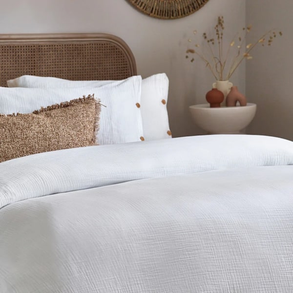 Yard Lark Muslin Bomullstäcke Set Enkelsäng Vit White Single