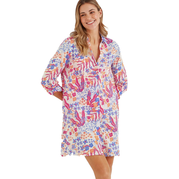 TOG24 Dam/Kvinnor Launder Flowers Långärmad Skjortklänning 12 Multicoloured 12 UK