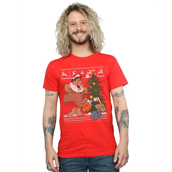 The Flintstones Herr Jul Fair Isle T-Shirt M Röd Red M