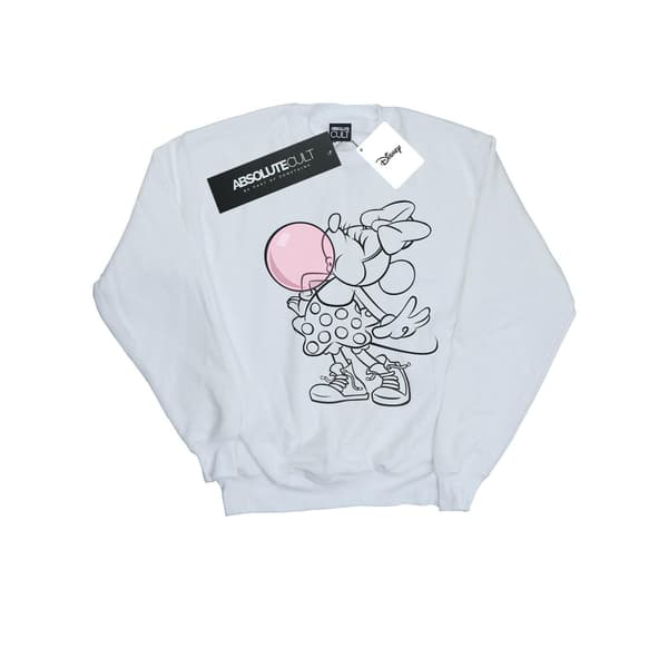 Disney Dam/Kvinnor Minnie Mouse Tuggummi Bubbla Sweatshirt S Vit White S