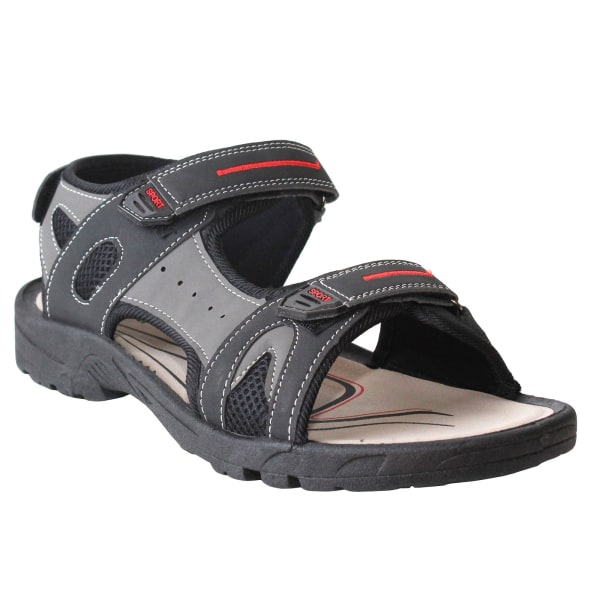PDQ Herr Triple Touch Fastening Sports Sandals 7 UK Svart/Grå Black/Grey 7 UK