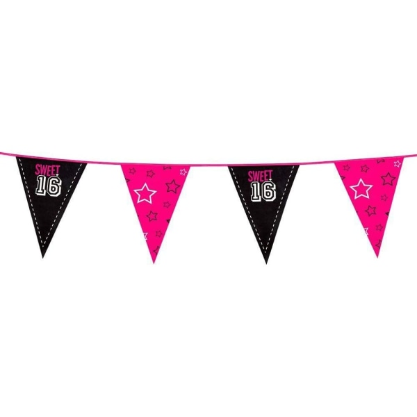 Boland Sweet 16 Stars Birthday Bunting One Size Black/Hot Pink/ Black/Hot Pink/White One Size