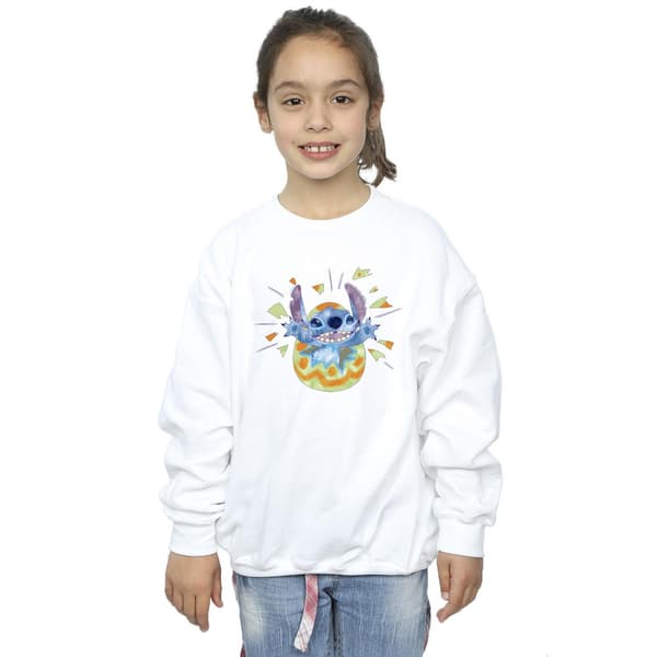 Disney Flickor Lilo & Stitch Cracking Egg Tröja 7-8 År Vit White 7-8 Years