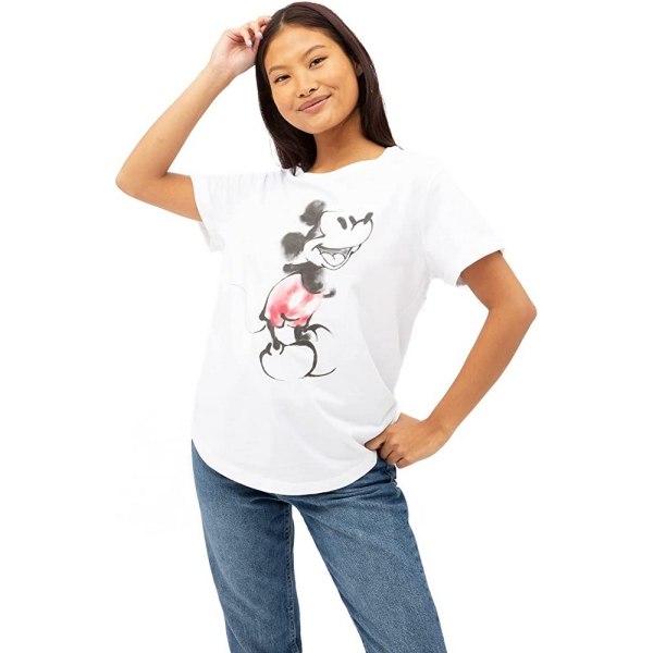 Disney Mickey Mouse Akvarell T-shirt för damer/damer S Vit White S