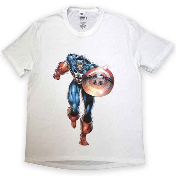 Captain America Unisex Löp T-shirt för Vuxna XXL Vit White XXL